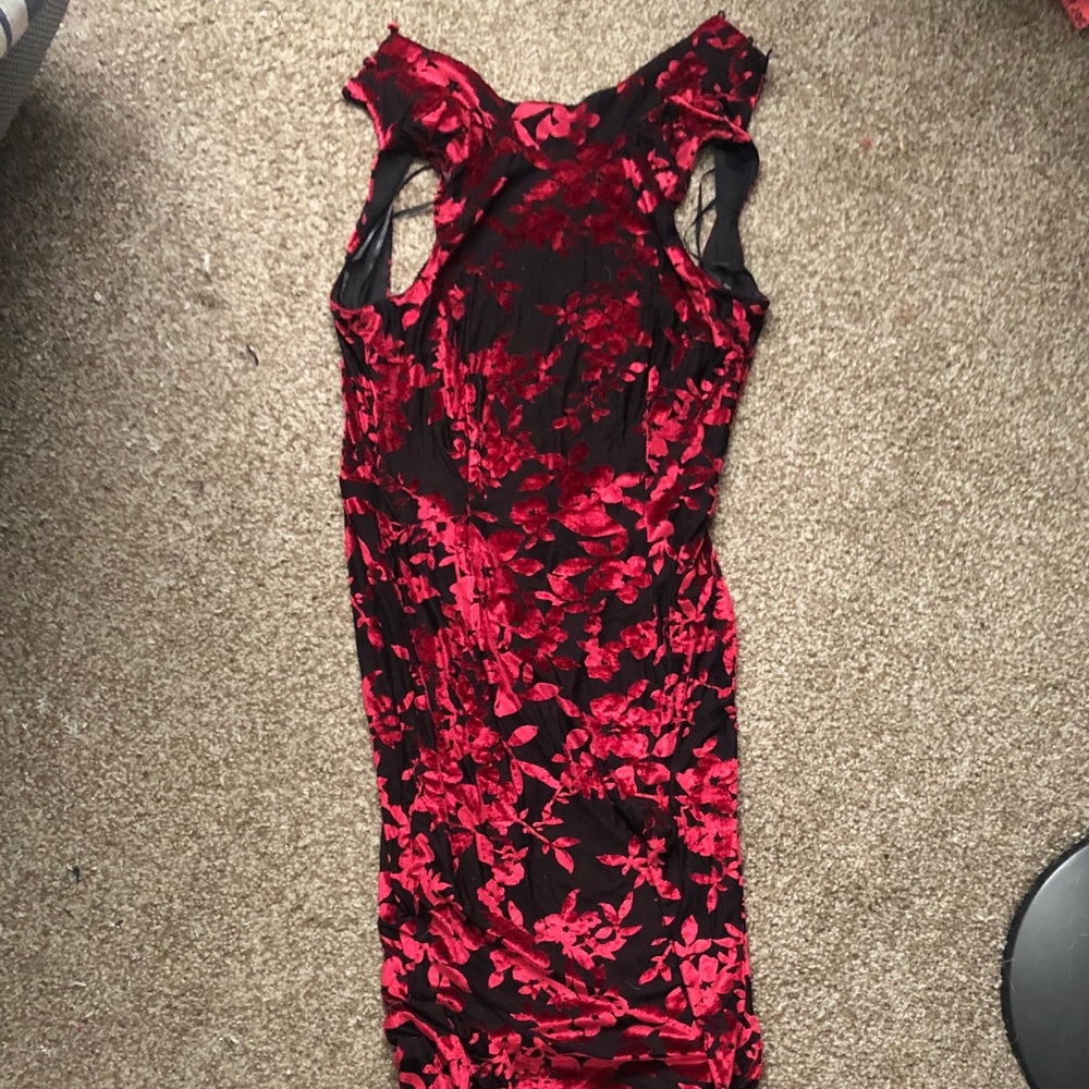 Velvet red and black floral Lulu’s dress